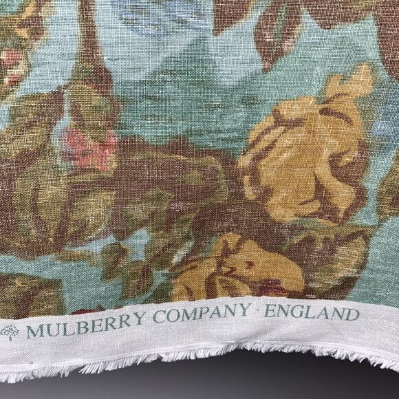 Mulberry Home England Secret Garden Cabbage Roses Floral Fabric Linen 2.5 Yards - Picture 4 of 14